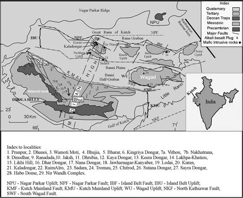 Geological Map Of The Kutch Basin Showing Different Major Uplifts