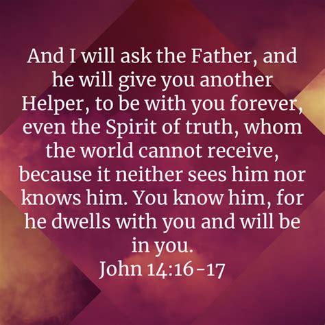 John 14 16 17 And I Will Ask The Father And He Will Give You Another