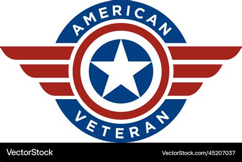 American flag wings military veteran army logo Vector Image