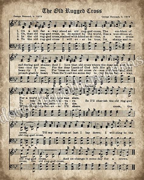 The Old Rugged Cross Print Printable Vintage Sheet Music - Etsy