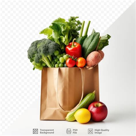 Una Bolsa De Papel Con Verduras Y Frutas Y Verduras Archivo PSD Premium