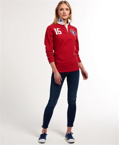 Womens - Valiant Rugby Shirt in Lions Red | Superdry UK