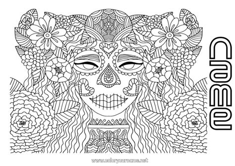 Dia De Los Muertos Mandala Colouring Pages