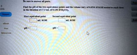 SOLVED Find The PH Of The Two Equivalence Points And The Volume ML