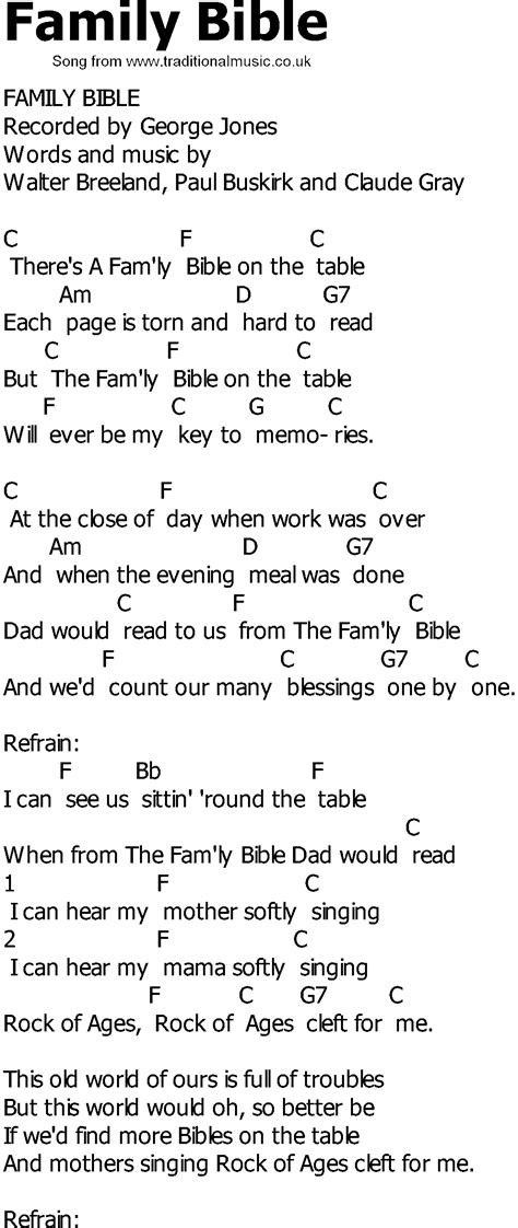 Old Country song lyrics with chords - Family Bible