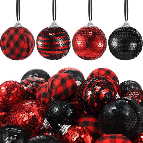 Amazon Liliful Pcs Christmas Buffalo Plaid Fabric Ball With