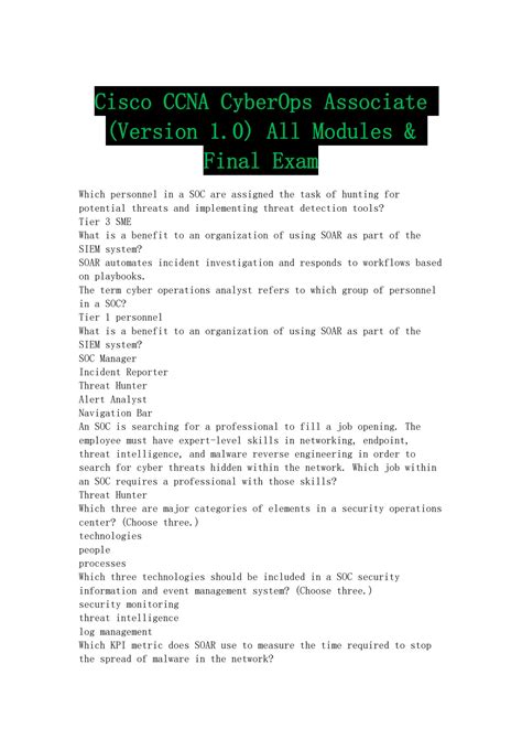 Solution Cisco Ccna Cyberops Associate Version All Modules Final