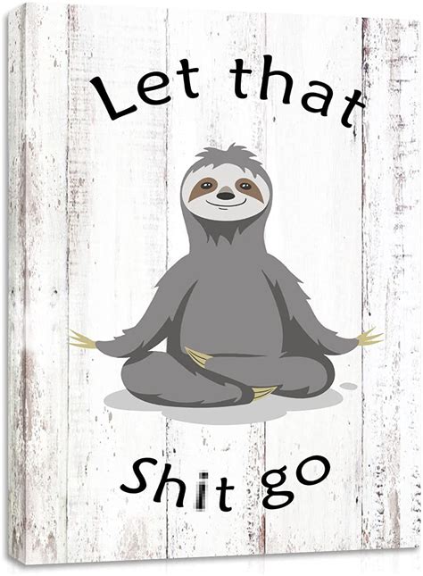 AAzaqTin Funny Bathroom Wall Art Picture Cute Yoga Sloth With