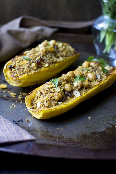 Quinoa Stuffed Delicata Squash Vegan Recipe Cooks Hideout