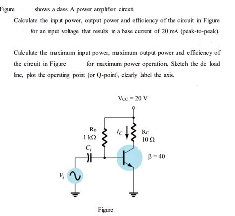 Solved Figure Shows A Class A Power Amplifier Circuit