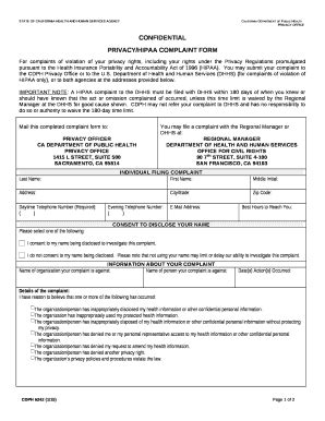 PRIVACY HIPAA COMPLAINT Doc Template PdfFiller