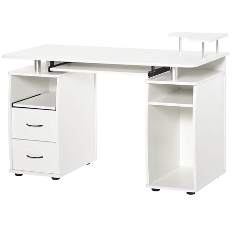 HOMCOM Computer Desk Home Office Workstation with Keyboard Tray, Shelf ...