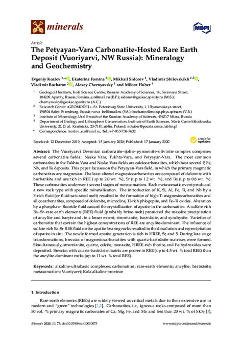 (PDF) The Petyayan-Vara Carbonatite-Hosted Rare Earth Deposit ...