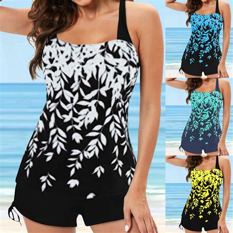 Women S Tankini Large Bikini Set Digital Print Suspender Beach Split