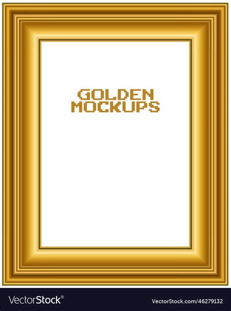 Bit Pixel Golden Frame Border Text Gold Vector Image