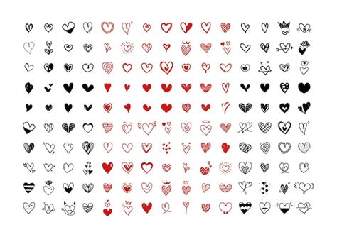 Premium Vector | Heart vector Big set of handdrawn hearts Design ...