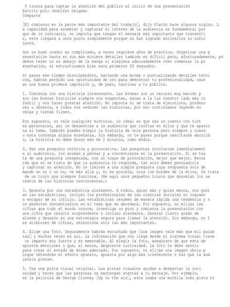 PDF 5 Trucos Para Captar La Atención Del Público Al Inicio de Una