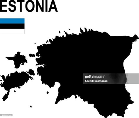 black basic map  estonia  flag  white background high res