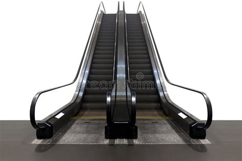 Escalator Isolated On White Background Front View Stock Photo Image