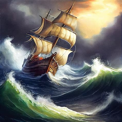 Sailing Ship Storm Stock Illustrations 2255 Sailing Ship Storm Stock