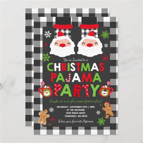 Christmas Pajama Party Chalkboard Invitation Zazzle Artofit