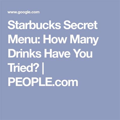 Starbucks Secret Menu How Many Drinks Have You Tried Secret Menu Starbucks Secret Menu