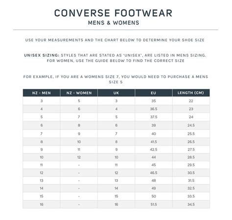 Converse Shoe Size Guide