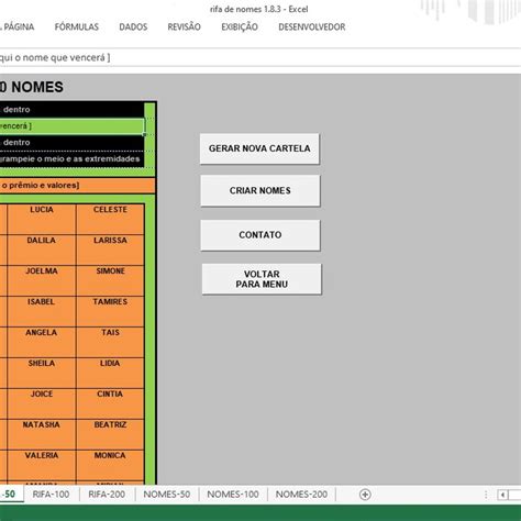 Planilha Para Gerar Cartelas De Rifas De Nomes Elo7