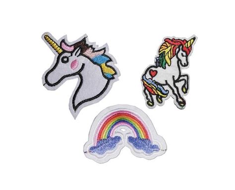 Set Of 3 Unicorn Iron Sew On Embroidered Patch Rainbow Badge