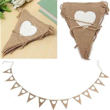 Manyee Pcs Hessian Bunting Banners Burlap Flag Banner With Love