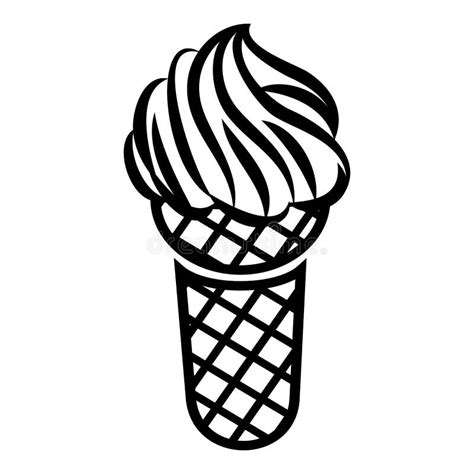 Ice Cream In Waffle Cone Icon Outline Style Stock Illustration