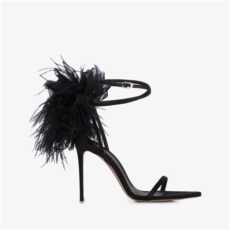 Black Satin Flower Sandal Le Silla