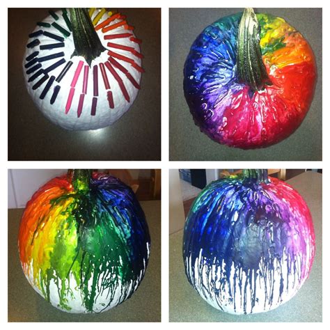 Made A Diy Melted Crayon Art Pumpkin With The Kiddos For Halloween