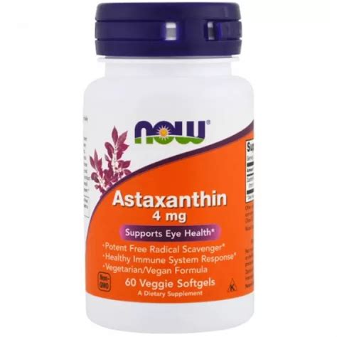 Астаксантин (Astaxanthin) 4 мг 60 капсул NOW Foods Купить - Biovit.ua