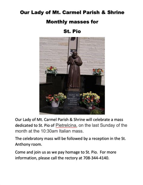 Mass for Padre Pio — The Parish of Our Lady of Mount Carmel - Melrose ...