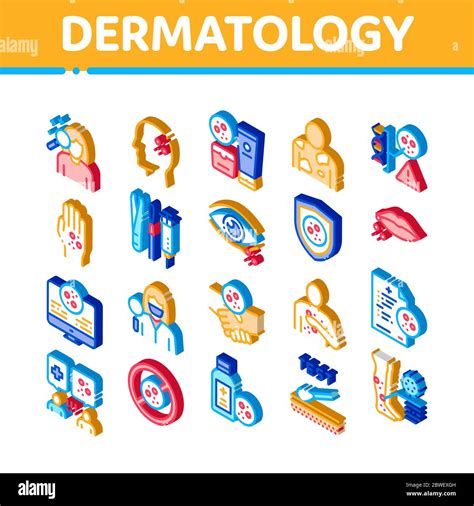 Dermatology Skin Care Isometric Icons Set Vector Stock Vector Image