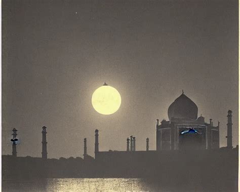 Achingly Beautiful Print Of The Taj Mahal Bathed In Stable Diffusion