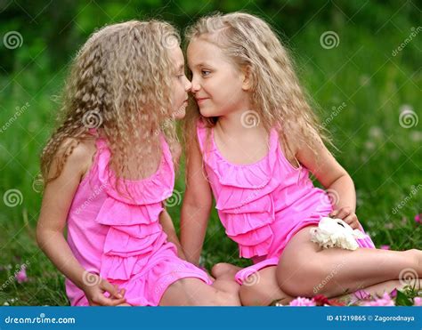 Portrait Of Two Little Girls Stock Image Image Of Adorable Sisters