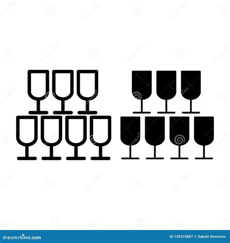 Pyramid Of Glasses Line And Glyph Icon Banquet Vector Illustration