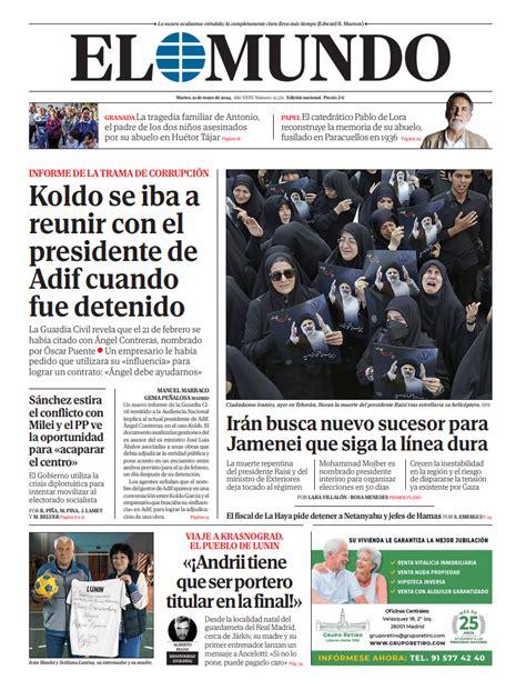 Portada De EL MUNDO Del Martes 21 De Mayo De 2024 Medios