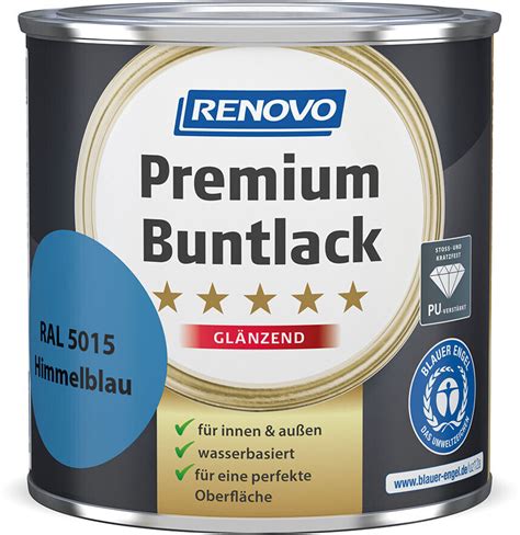 Renovo Premium Buntlack glänzend 375ml himmelblau RAL 5015 ab 12 16