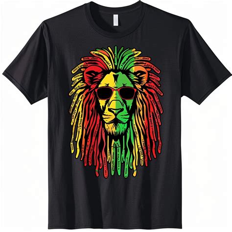 Mens African Lion Reggae Graphic Tshirt Ultra Realistic Design Rasta