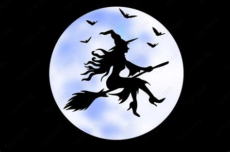 Halloween Bats Moon Witch Silhouette Graphic by Topstar · Creative Fabrica