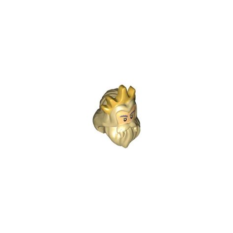 Lego Tan Head Cover With Long Hair And Beard With Gold Crown