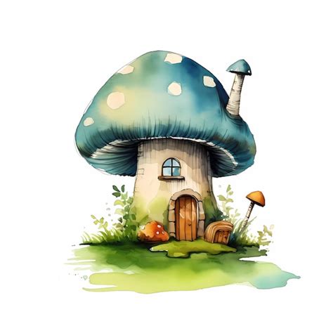 Aquarela Clipart De Uma Casa De Cogumelo Foto Premium