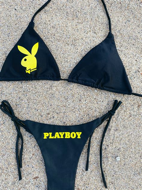 Sexy Juego De Bikini Playboy Conjunto De Bikini Ajustable Etsy