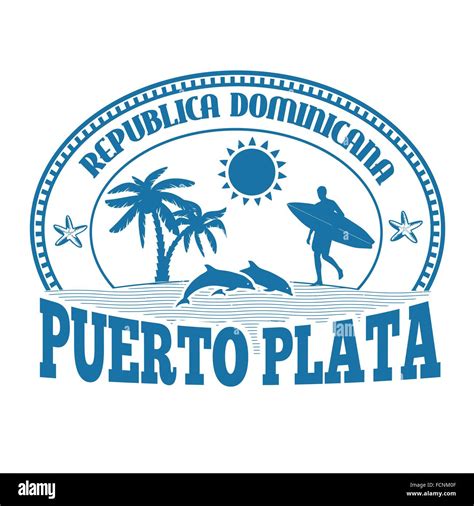 Puerto Plata Dominican Republic Stamp Or Label On White Background