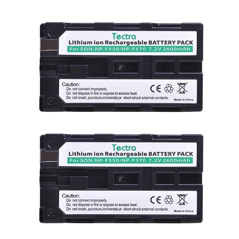 Tectra 2PCS 2600mAh NP F550 NP F570 NPF550 Battery For Sony CCD TR3000