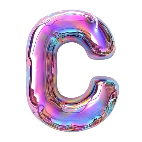 Ai Generated Letter C 3d Glossy Liquid Style Effect With Hologram Color