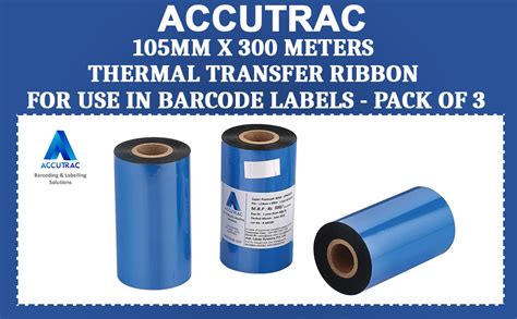 Accutrac 105 X 300 Meters Thermal Transfer Barcode Labels Ribbon Super Premium Wax For Printer